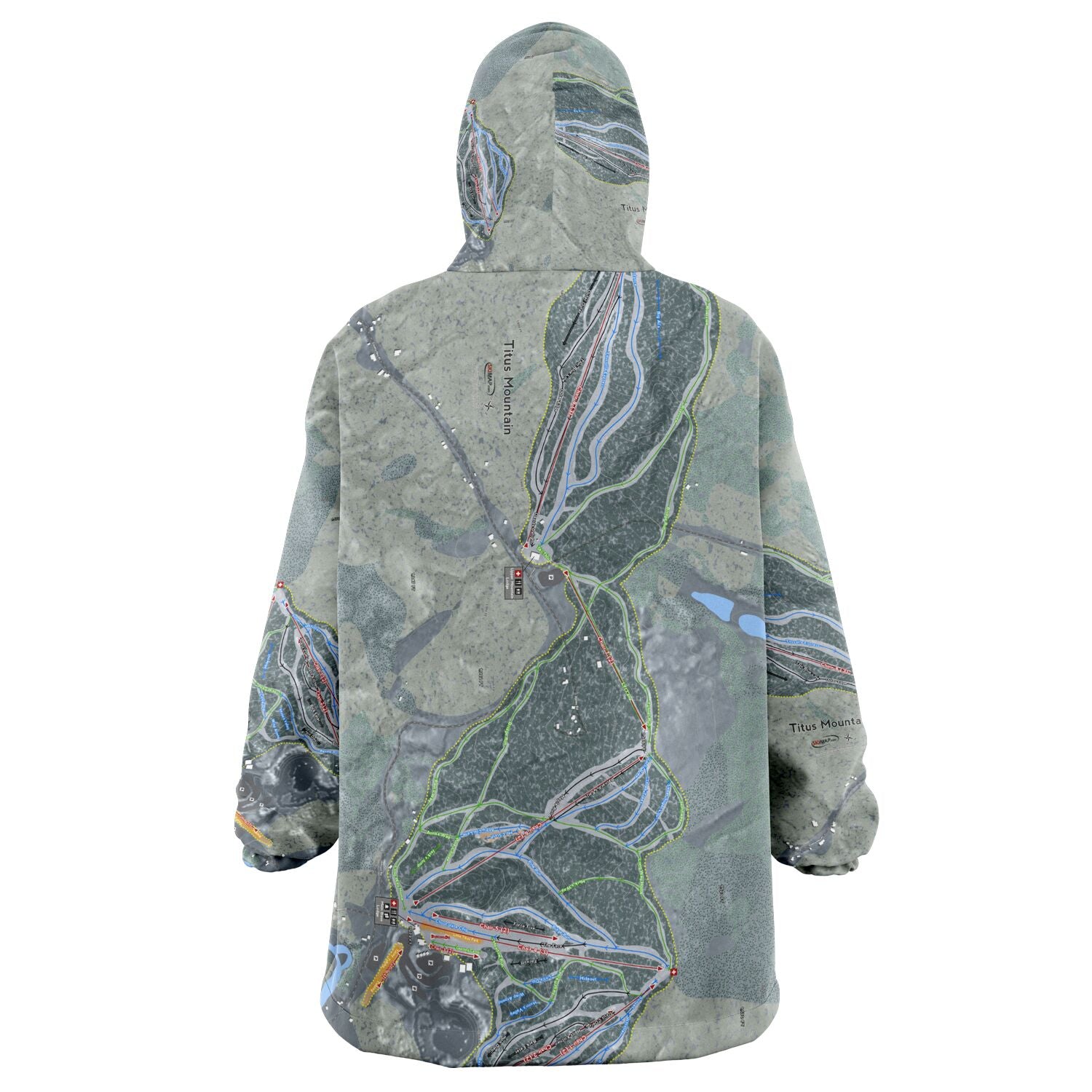 Titus Mountain, New York Ski Trail Map Snug Hoodie