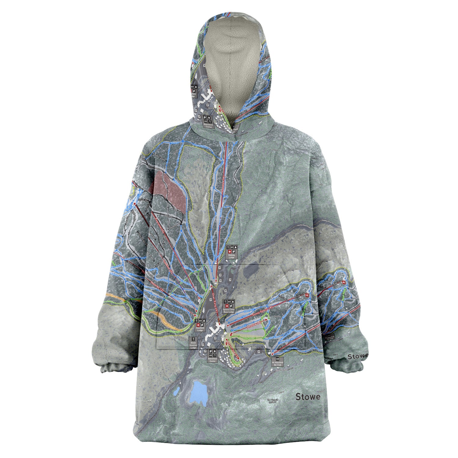 Stowe, Vermont Ski Trail Map - Snug Hoodie