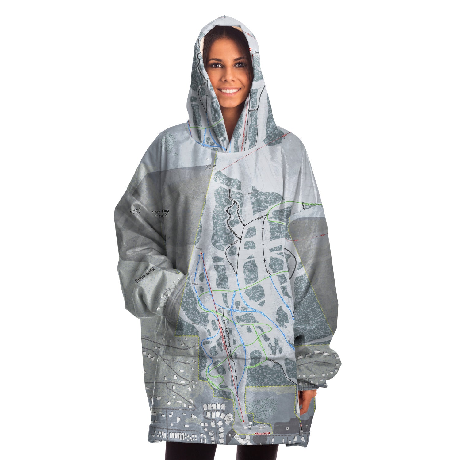 Snow King, Wyoming Ski Trail Map Snug Hoodie