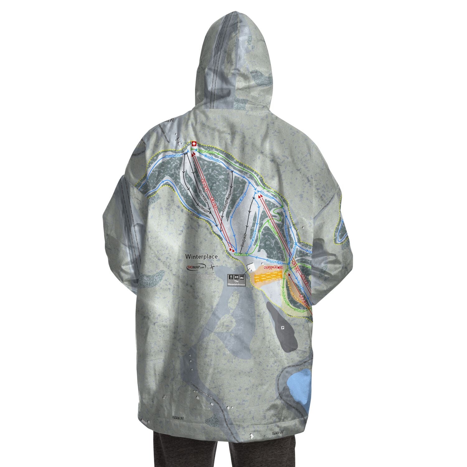 Winterplace, West Virginia Ski Trail Map - Snug Hoodie