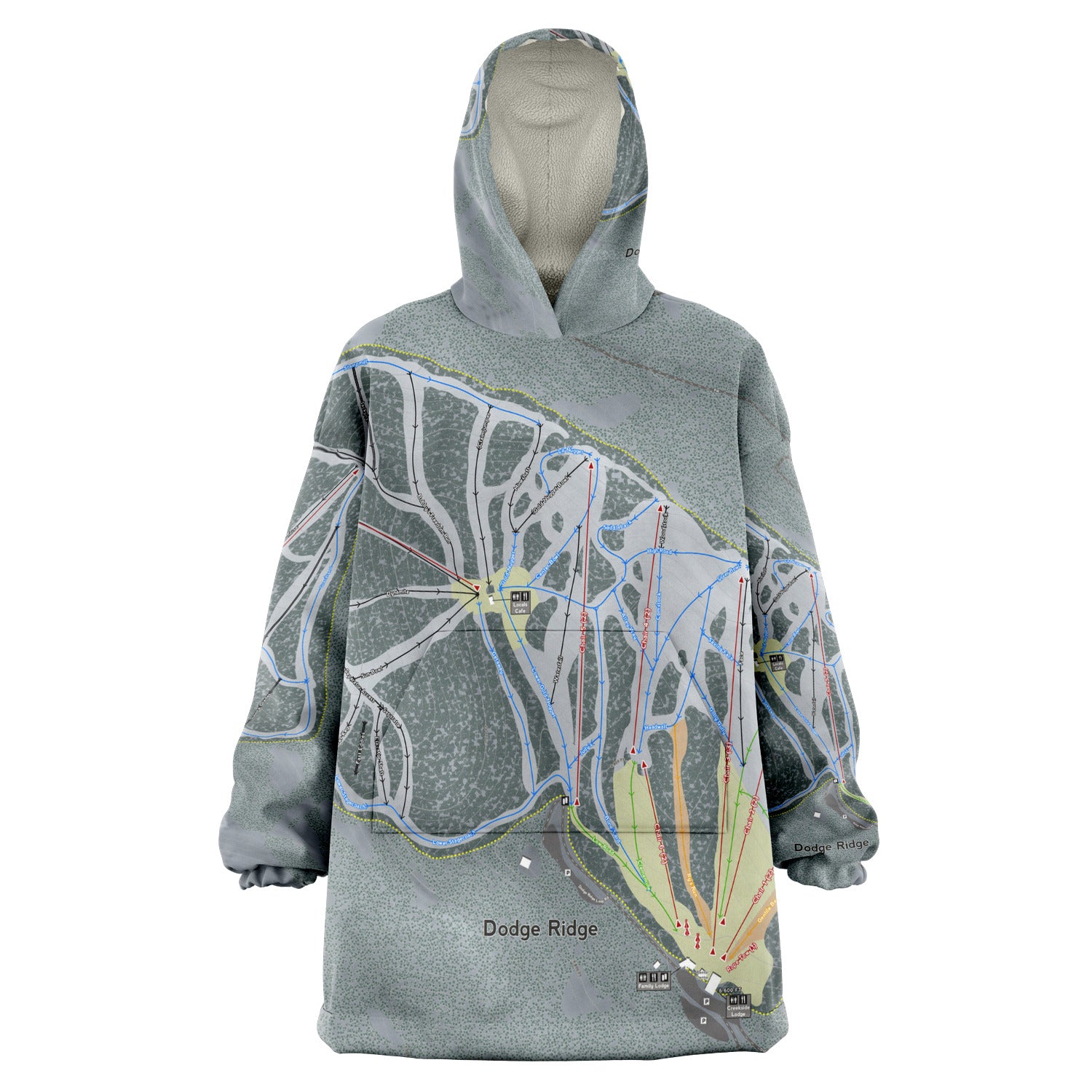 Dodge Ridge, California Ski Trail Map - Snug Hoodie