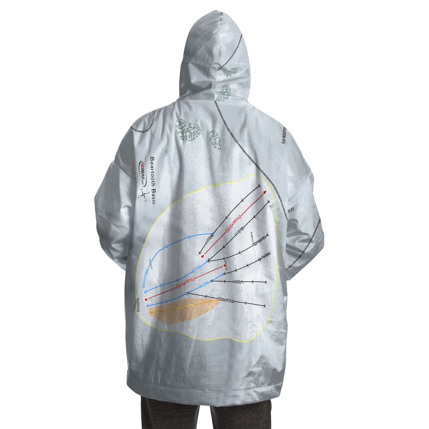 Beartooth Basin, Wyoming Ski Trail Map Snug Hoodie