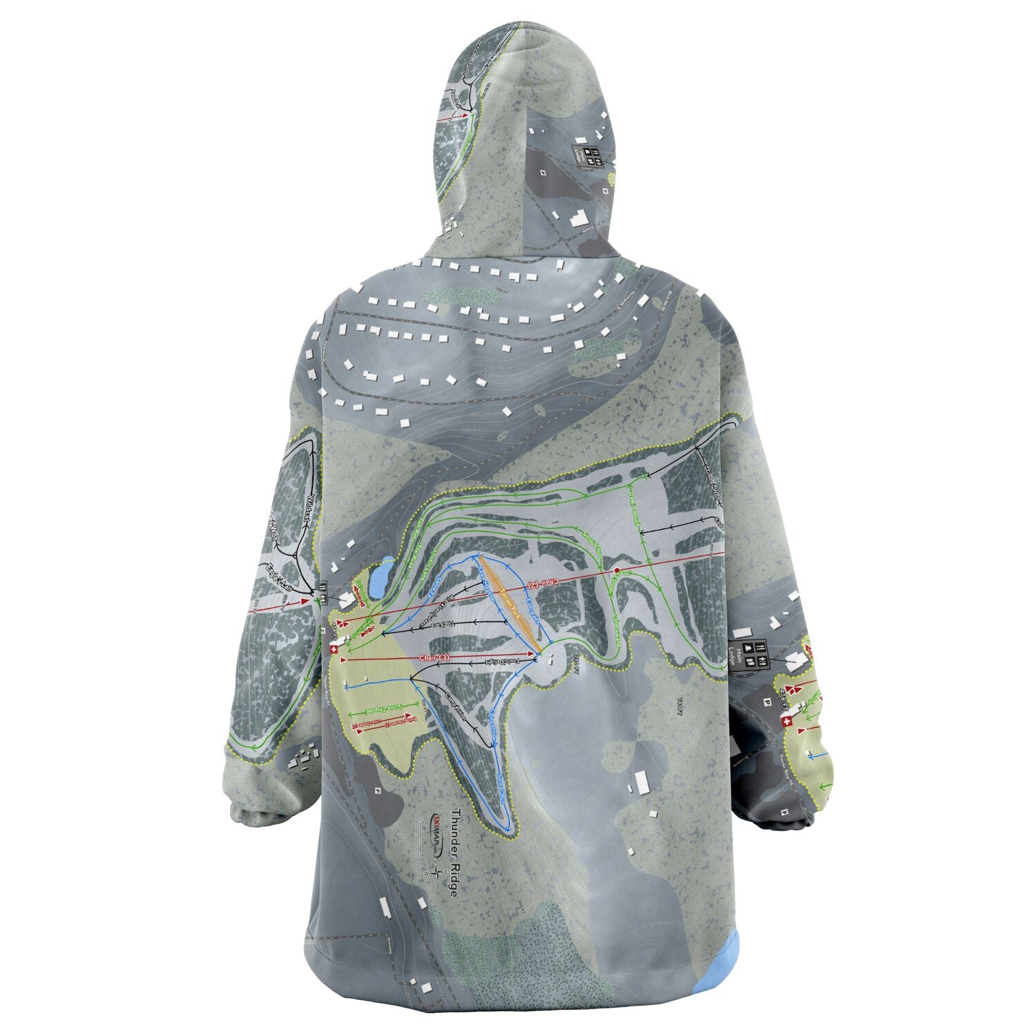 Thunder Ridge, New York Ski Trail Map Snug Hoodie