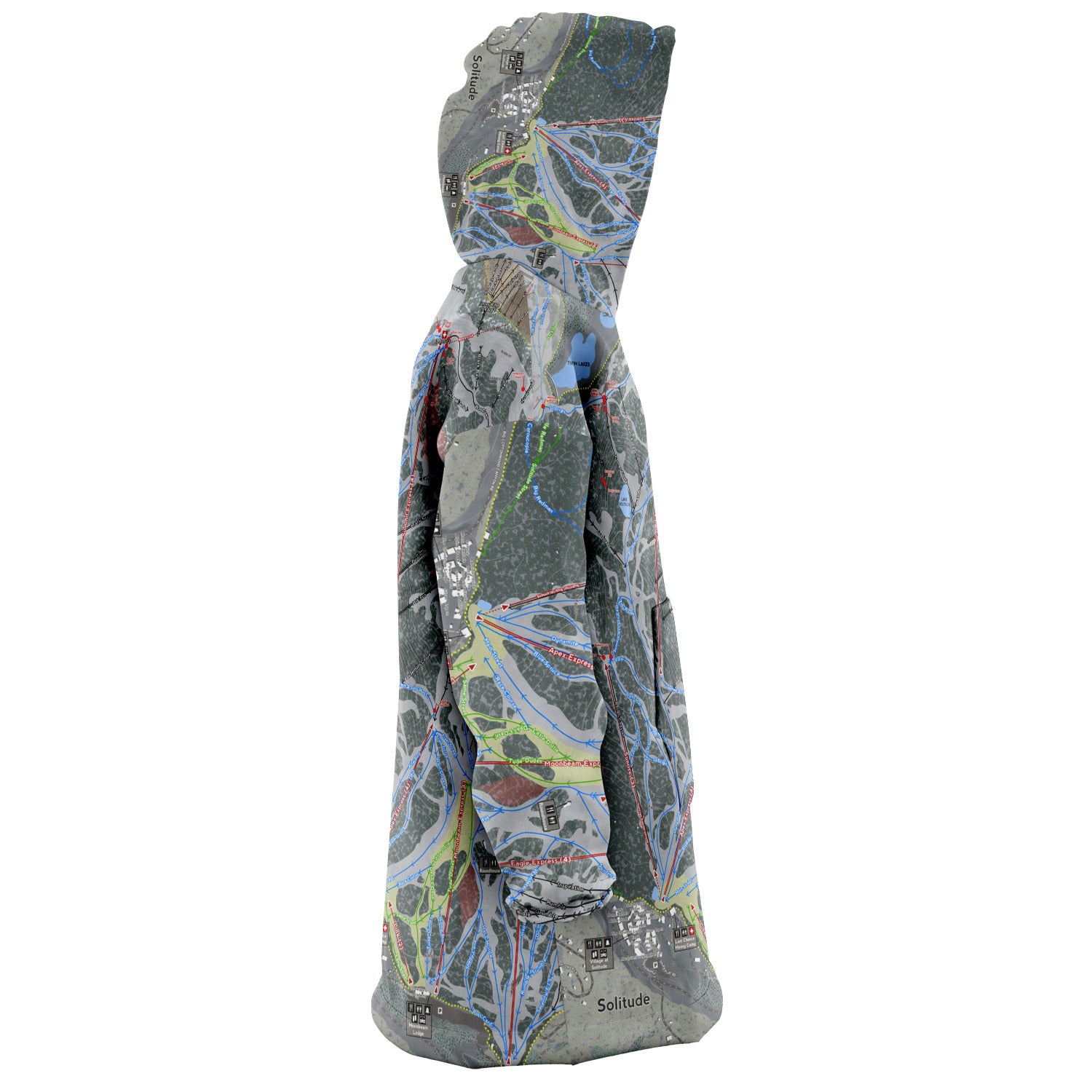 Solitude, Utah Ski Trail Map - Snug Hoodie