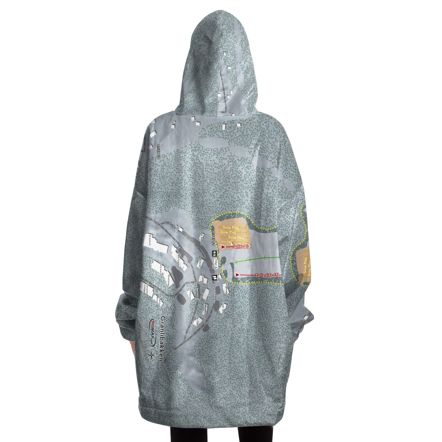 Granlibakken, California Ski Trail Map - Snug Hoodie