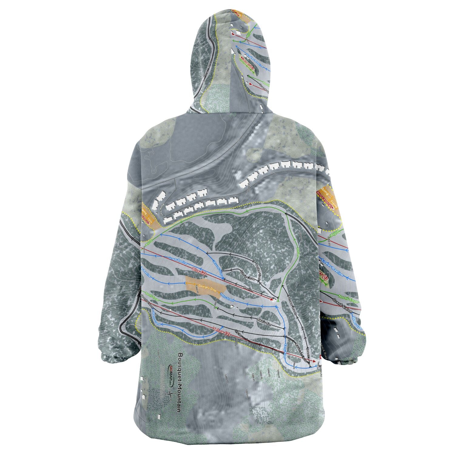 Bousquet, Massachusetts Ski Trail Map Snug Hoodie