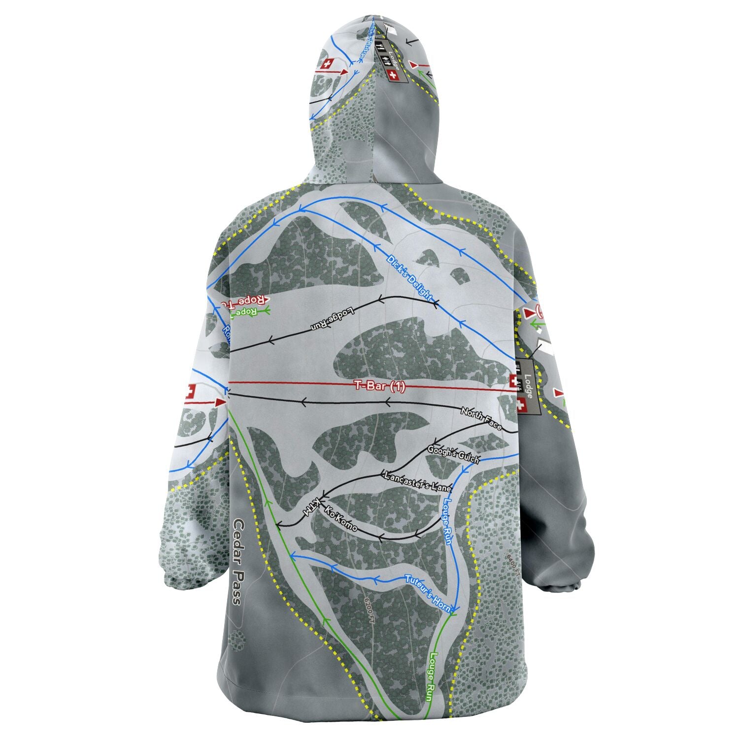 Cedar Pass, California Ski Trail Map - Snug Hoodie