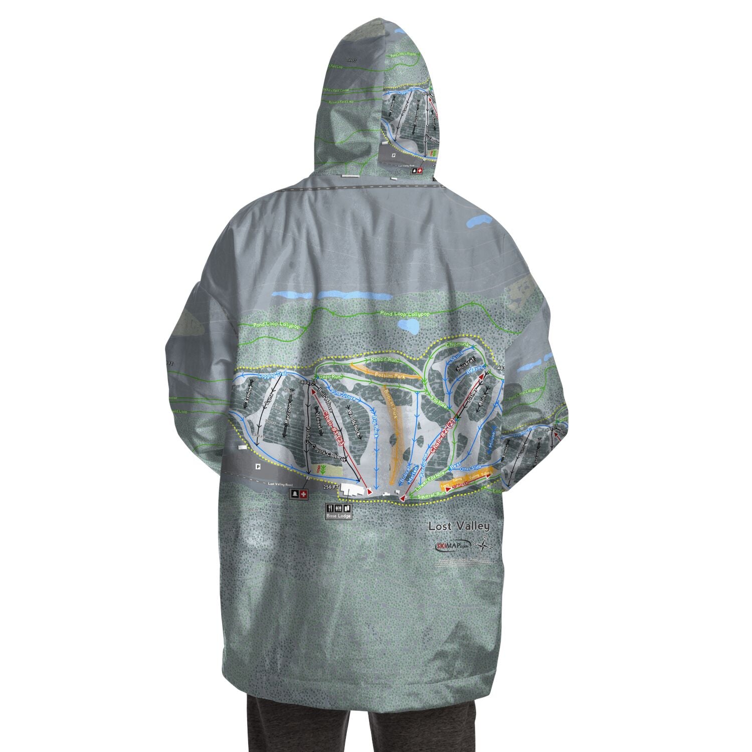 Lost Valley, Maine Ski Trail Map - Snug Hoodie