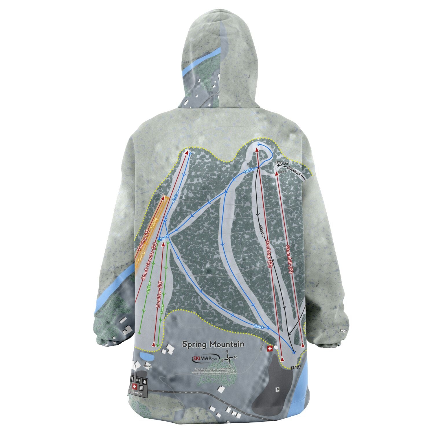 Spring Mountain, Pennsylvania Ski Trail Map Snug Hoodie