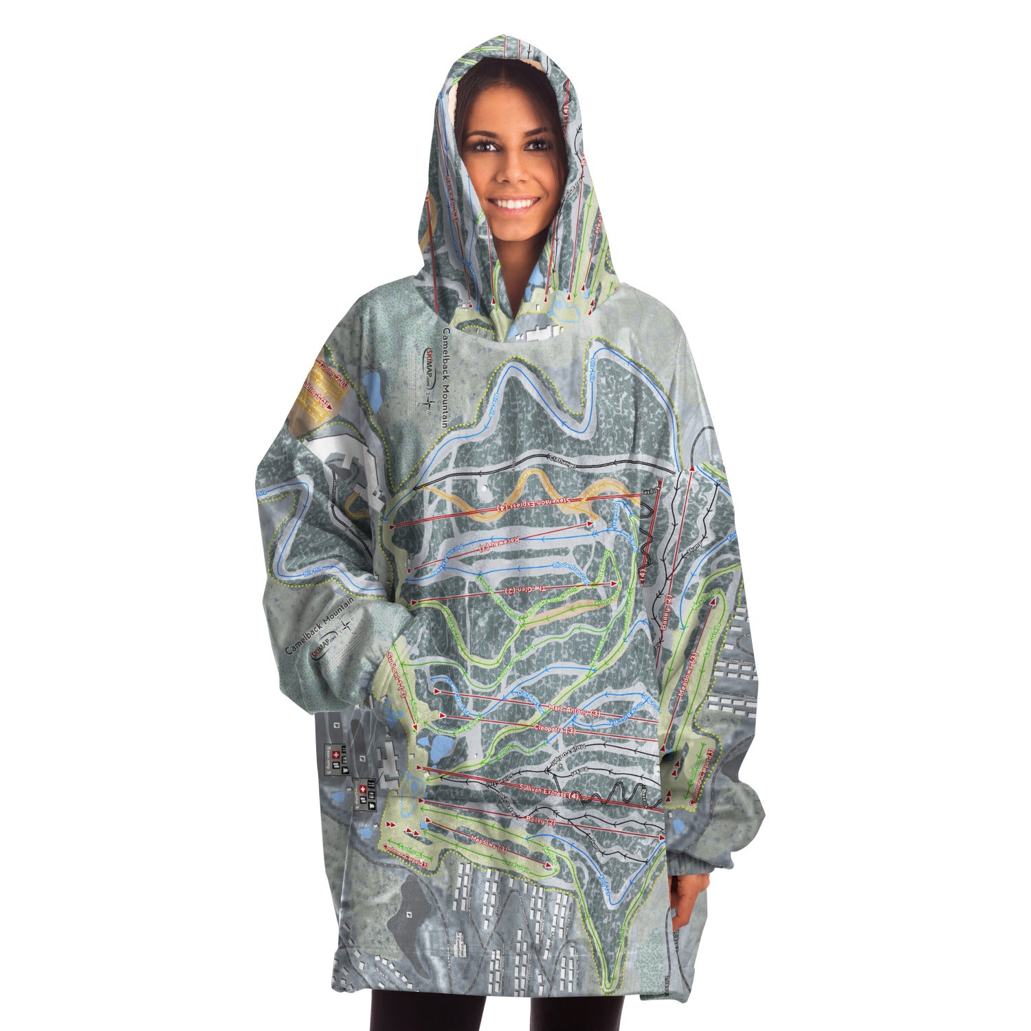 Camelback Mountain, Pennsylvania Ski Trail Map - Snug Hoodie