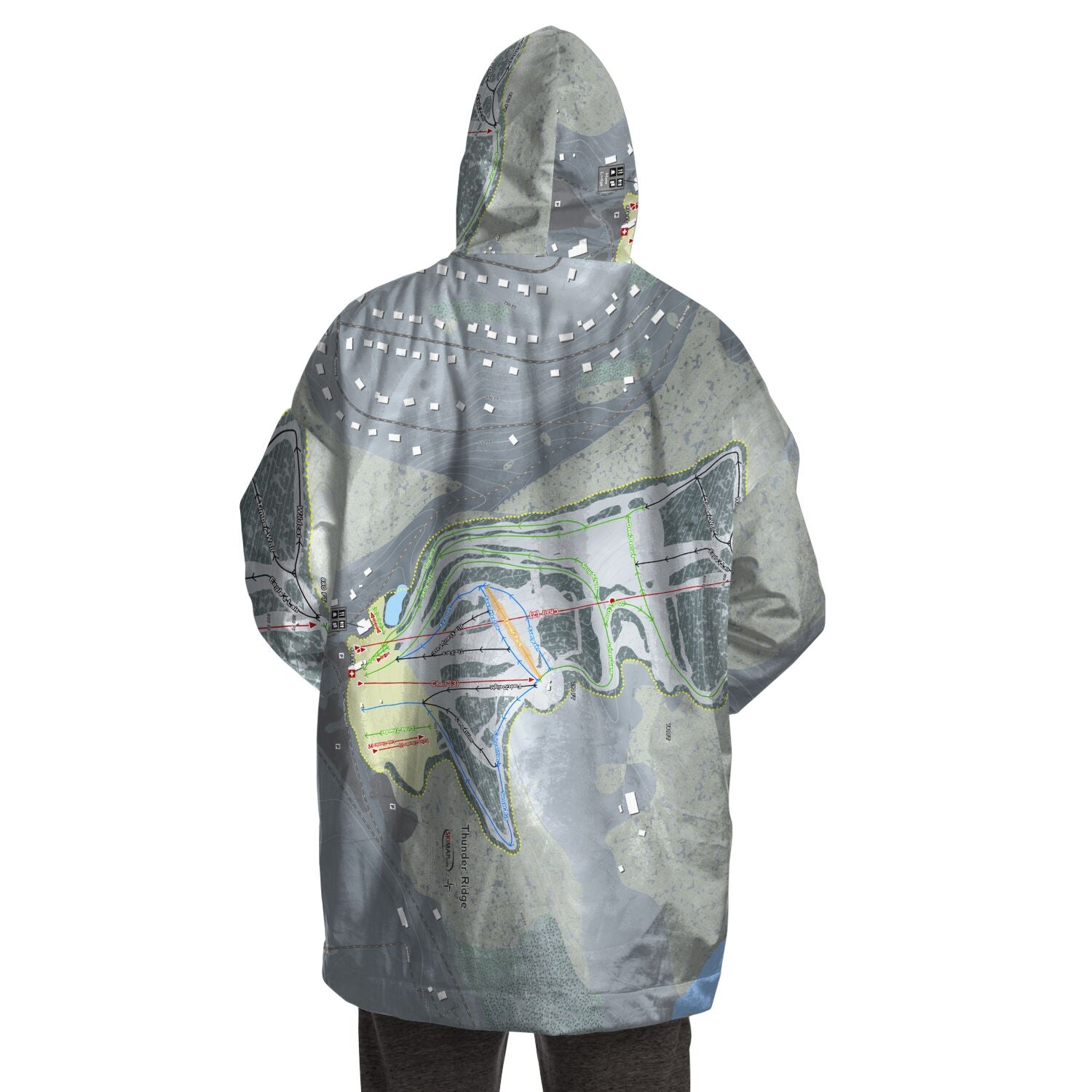 Thunder Ridge, New York Ski Trail Map Snug Hoodie