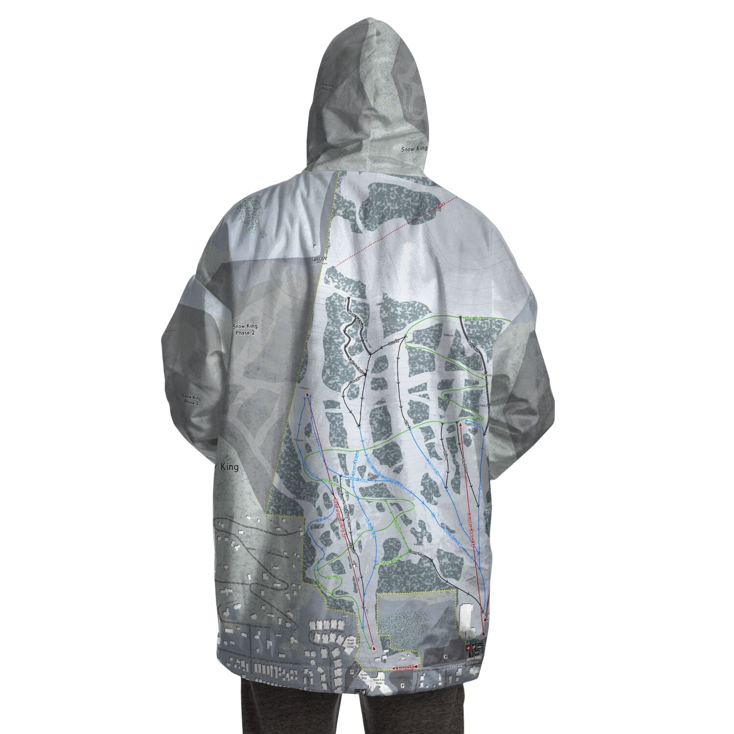 Snow King, Wyoming Ski Trail Map Snug Hoodie