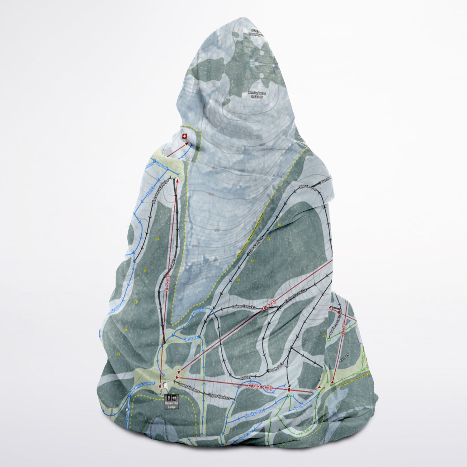 Mt. Baker, Washington Ski Trail Map - Youth Hooded Blanket