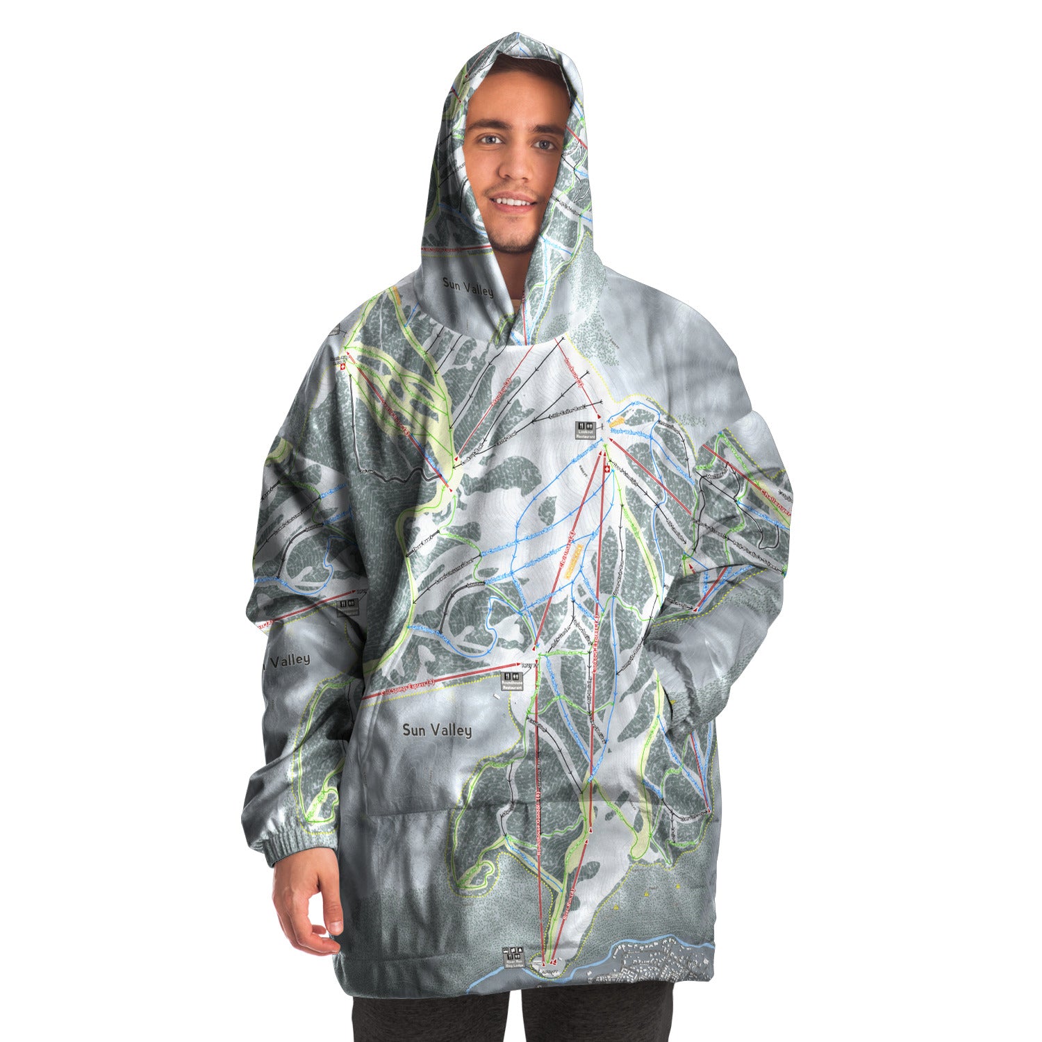 Sun Valley, Idaho Ski Trail Map - Snug Hoodie