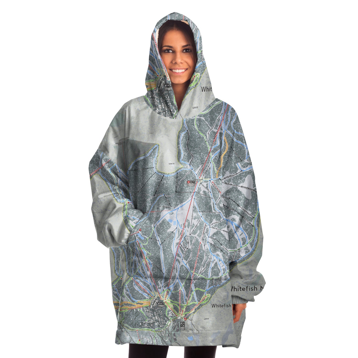 Whitefish Mountain, Montana Ski Trail Map - Snug Hoodie