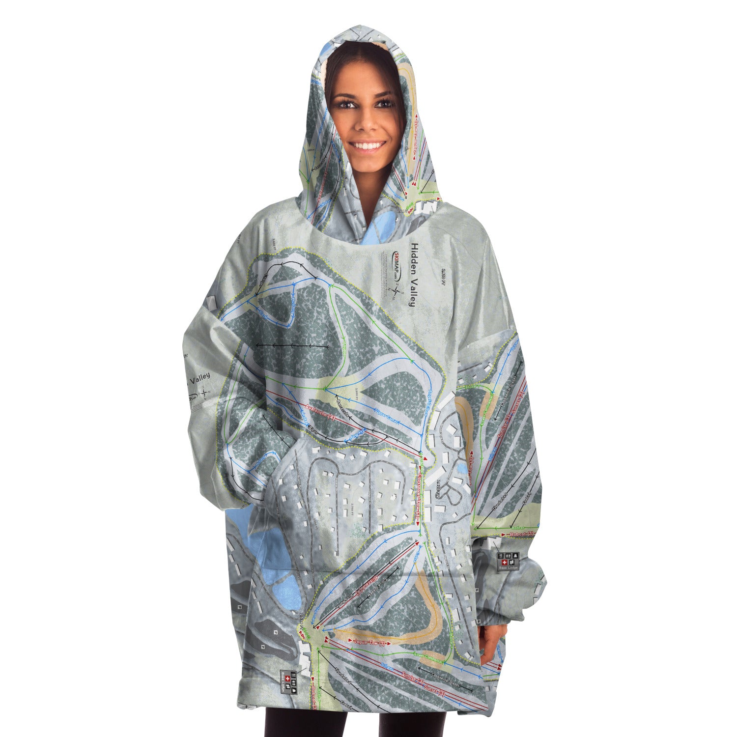 Hidden Valley, Missouri Ski Trail Map Snug Hoodie