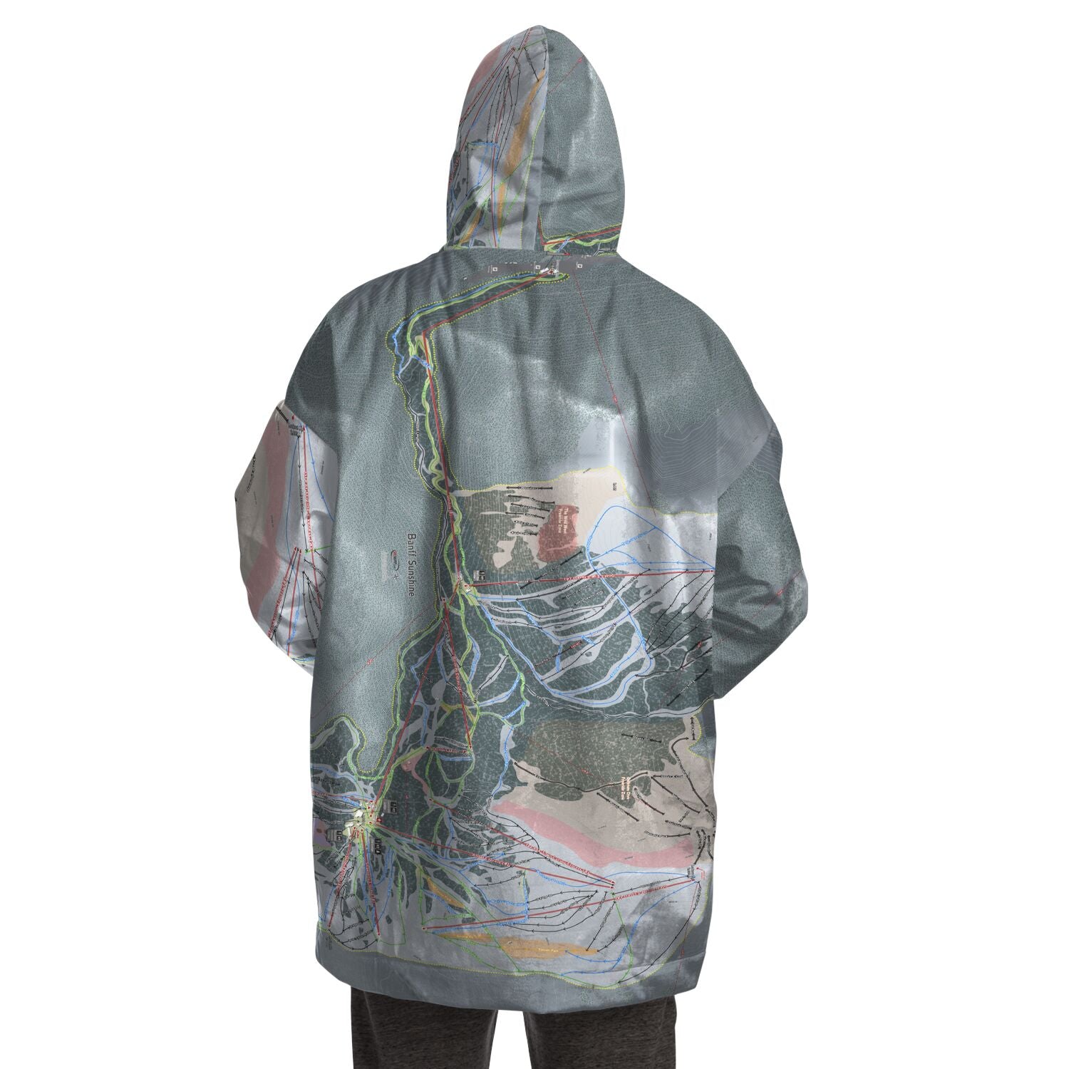 Banff Sunshine, Alberta Ski Trail Map - Snug Hoodie