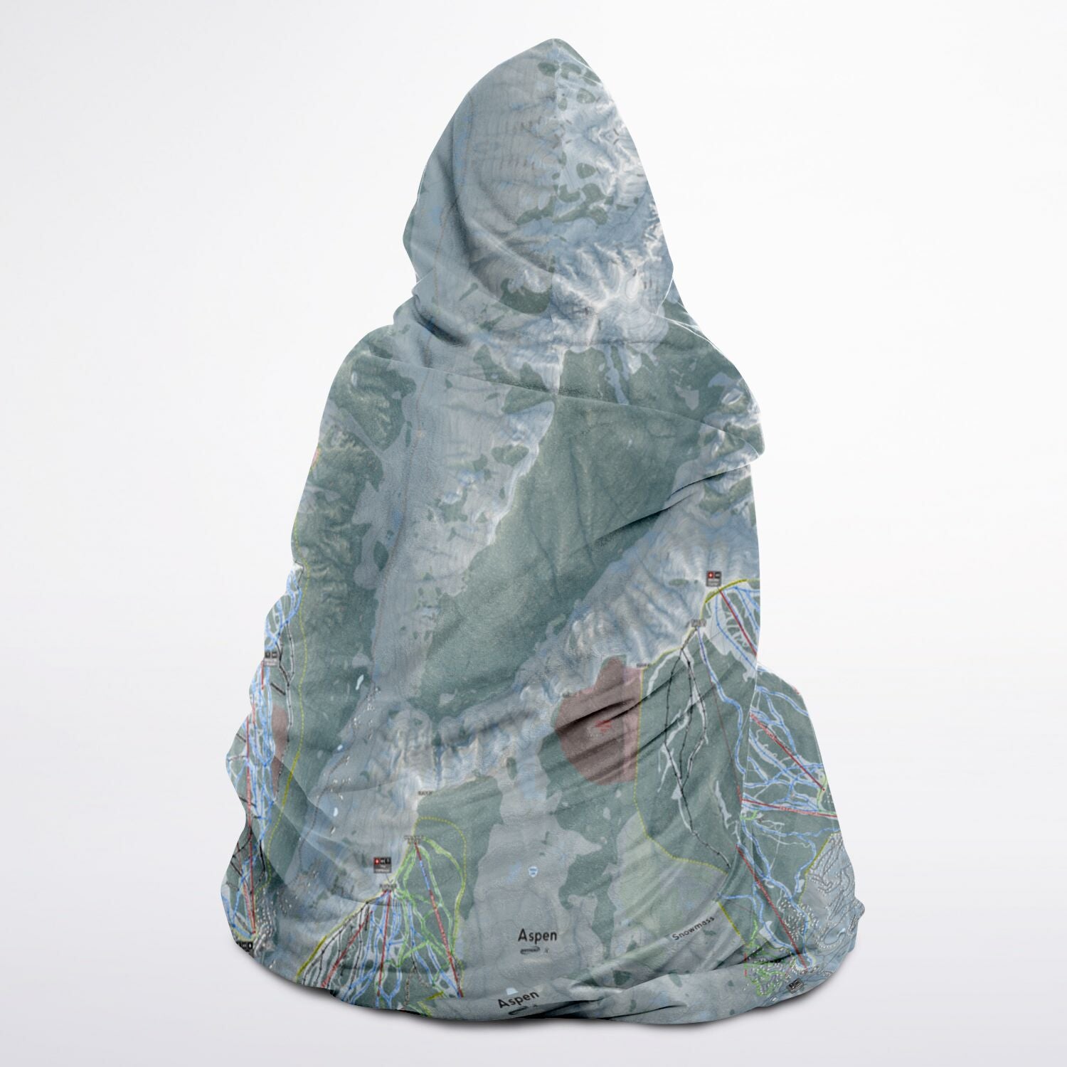 Aspen Snowmass, Colorado Ski Trail Map - Adult Hooded Blanket