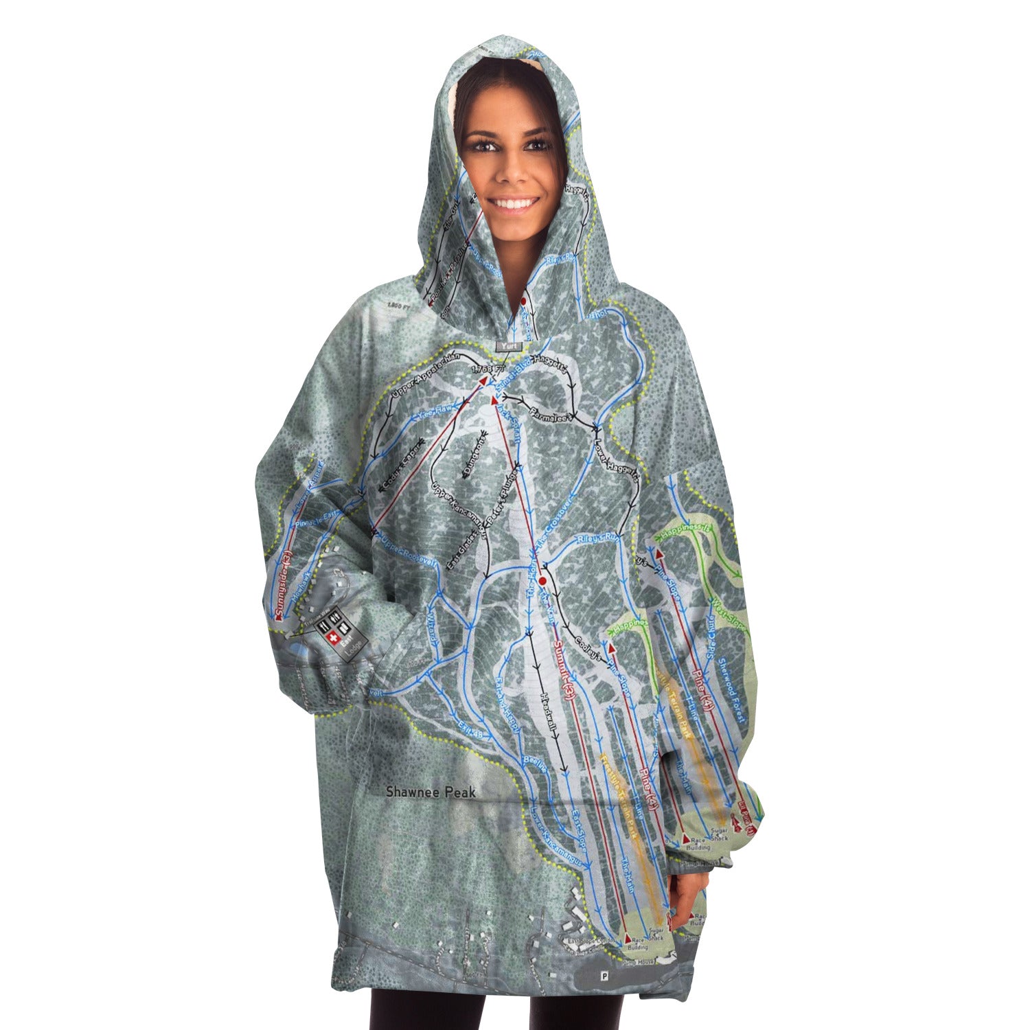 Shawnee Peak, Maine Ski Trail Map - Snug Hoodie