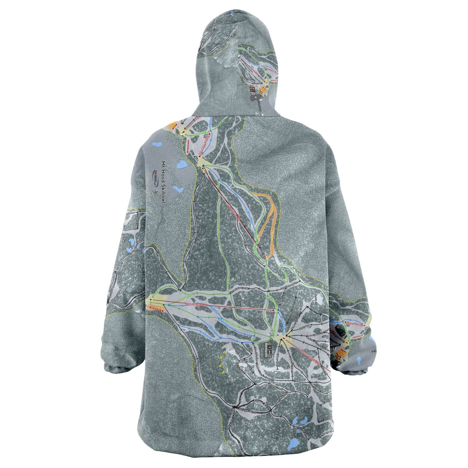 Mt. Hood Ski Bowl, Oregon Ski Trail Map - Snug Hoodie