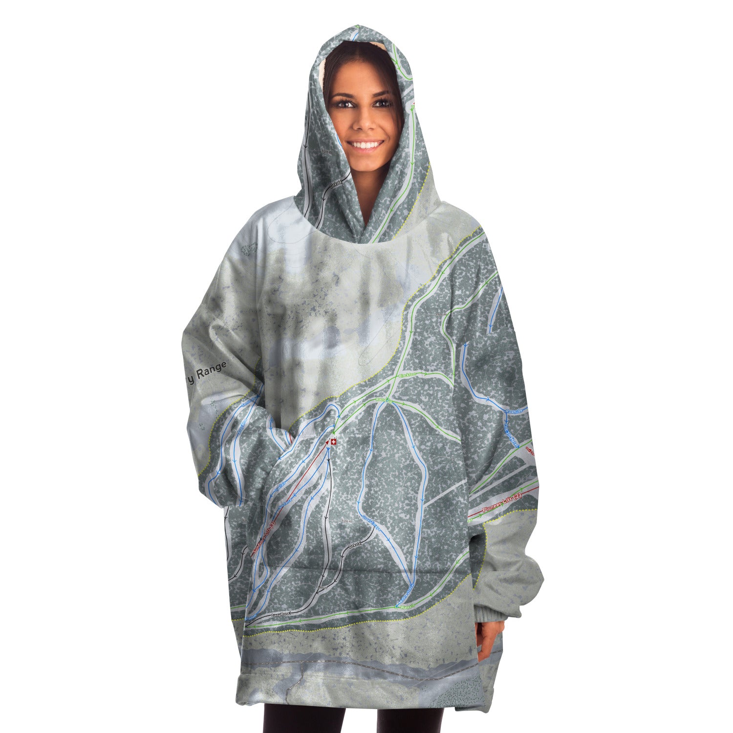 Snowy Range, Wyoming Ski Trail Map Snug Hoodie