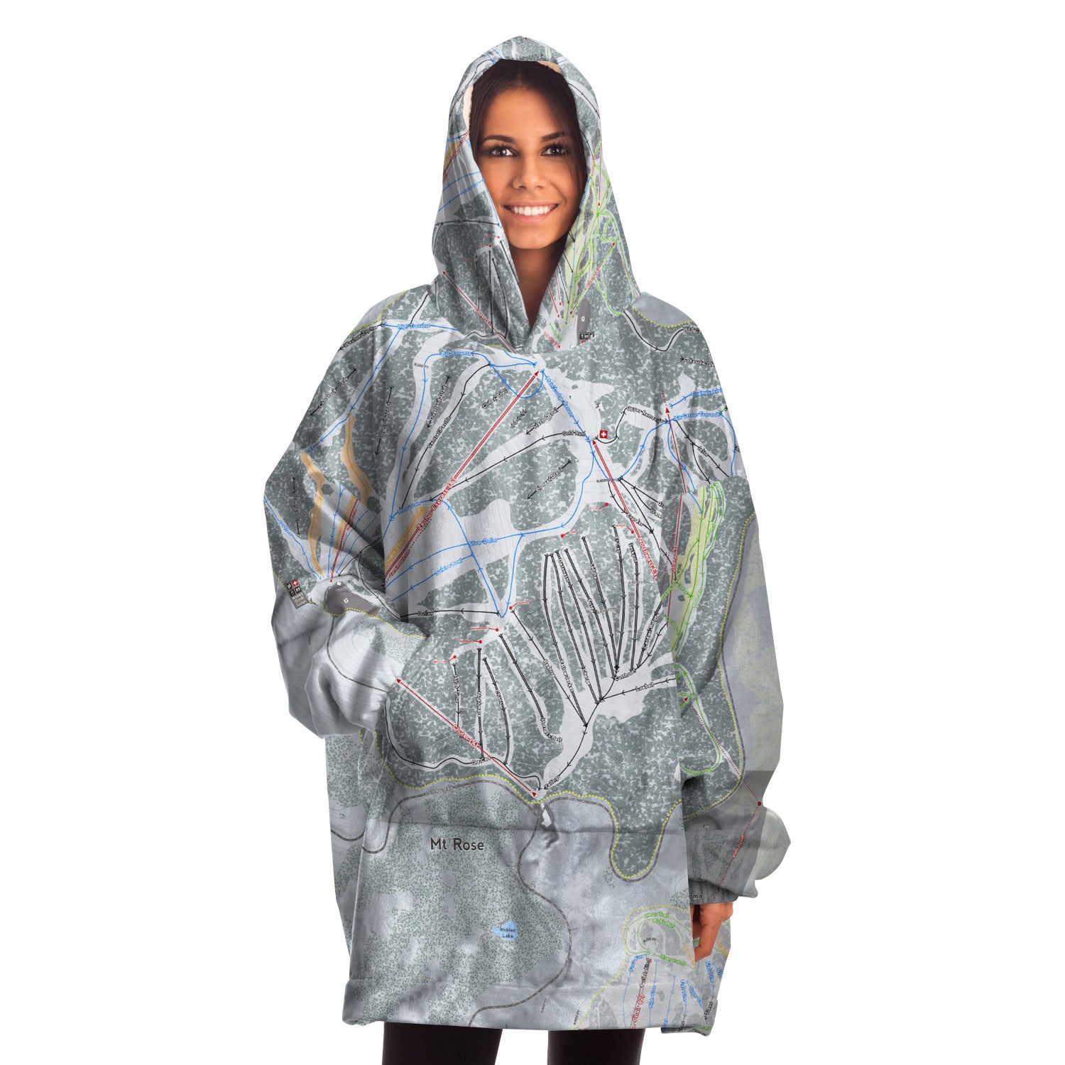 Mt. Rose, Nevada Ski Trail Map - Snug Hoodie