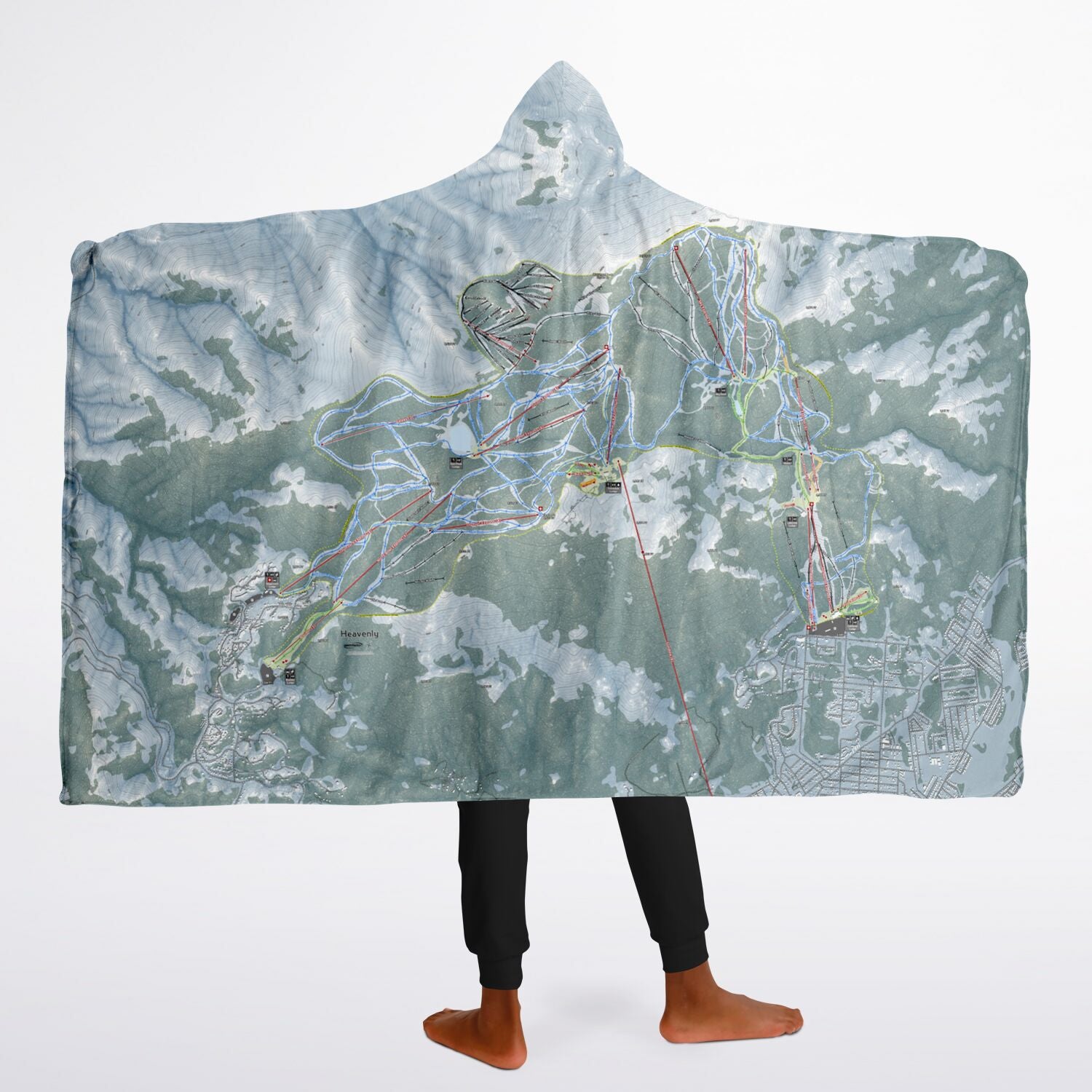 Heavenly, Nevada Ski Trail Map - Youth Hooded Blanket