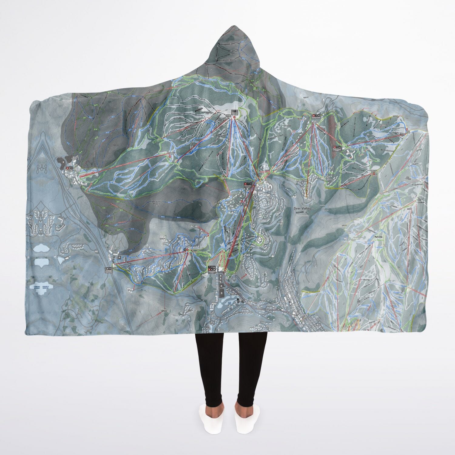 Deer Valley, Utah Ski Trail Map - Adult Hooded Blanket