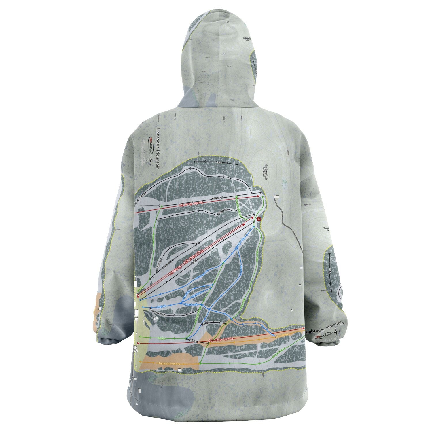 Labrador Mountain, New York Ski Trail Map - Snug Hoodie