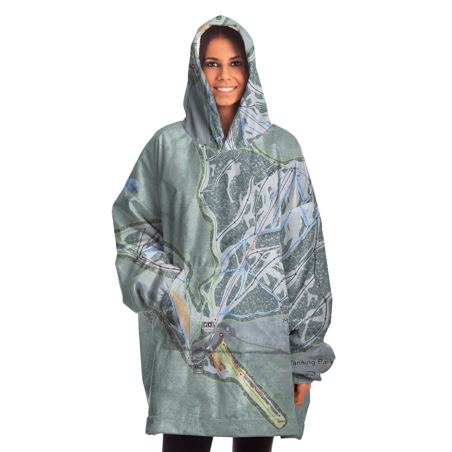 Manning Park, British Columbia Ski Trail Map Snug Hoodie