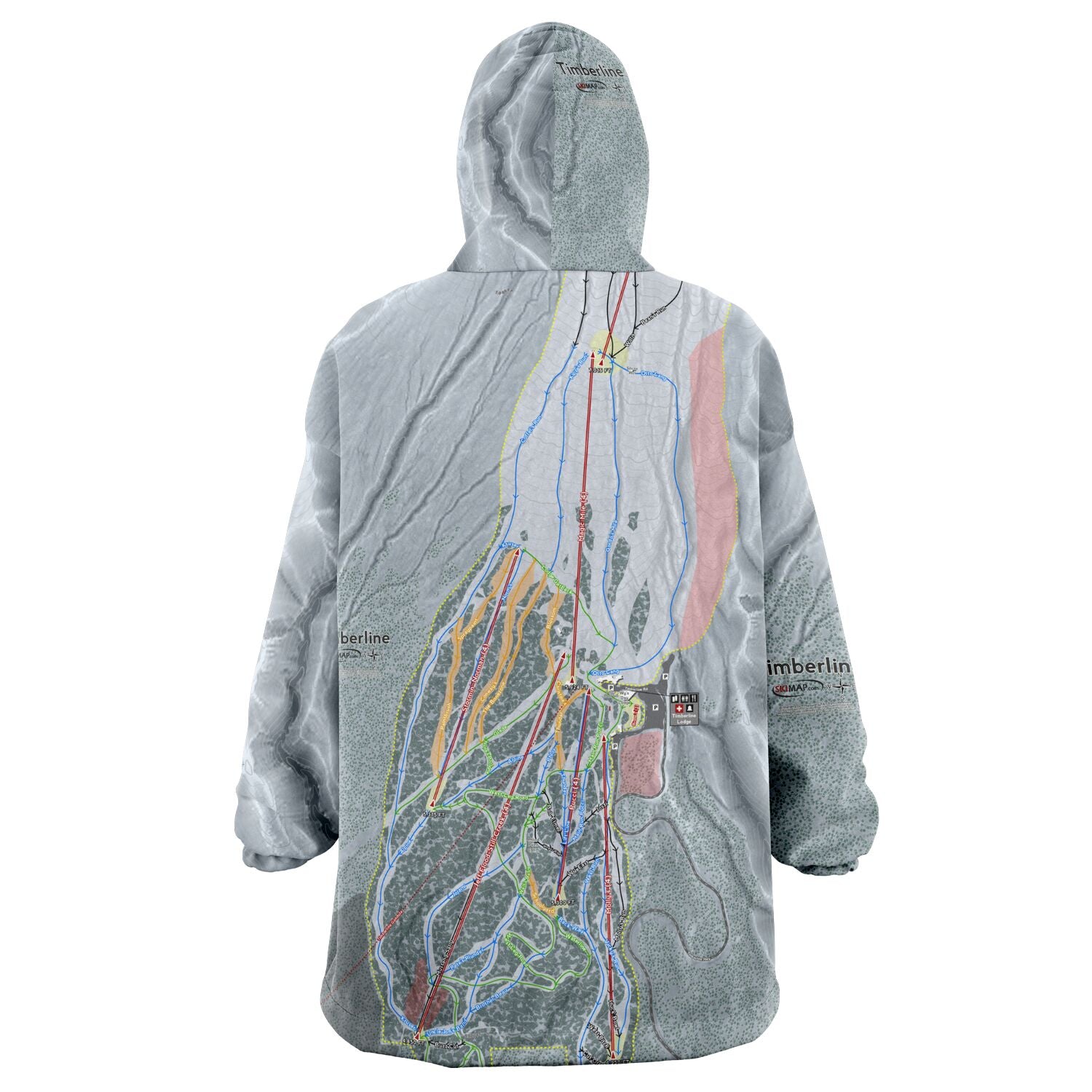 Timberline, Oregon Ski Trail Map Snug Hoodie