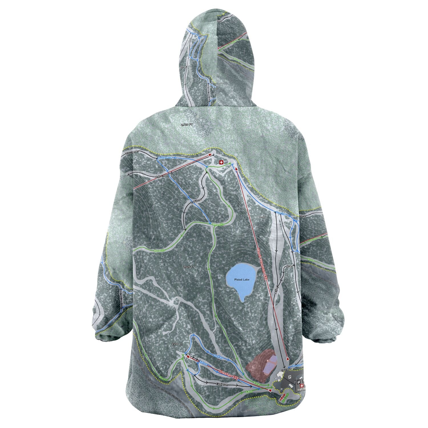 Middle Bury Snow Bowl, Vermont Ski Trail Map - Snug Hoodie