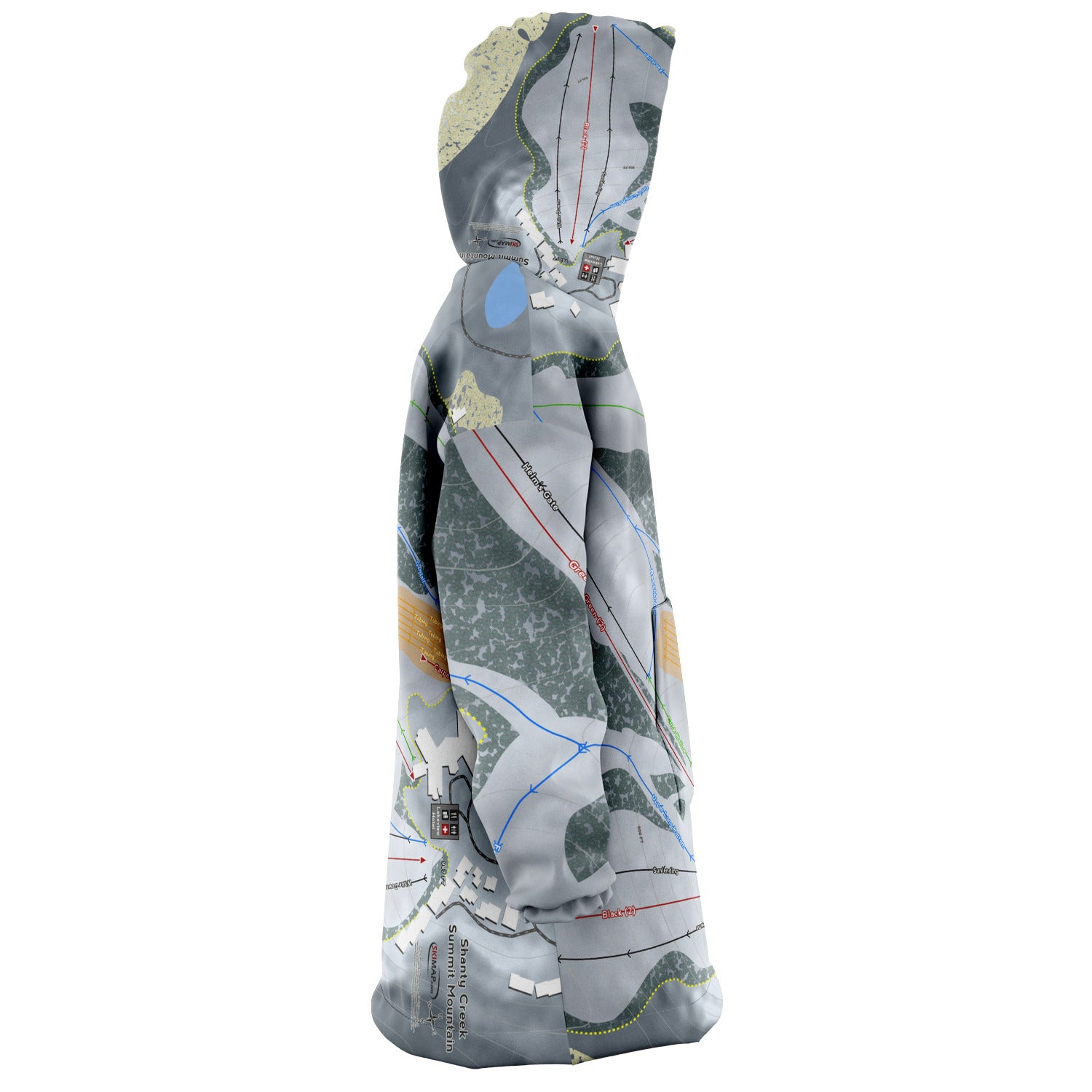 Shanty Creek Summit Mountain, Michigan Ski Trail Map Snug Hoodie