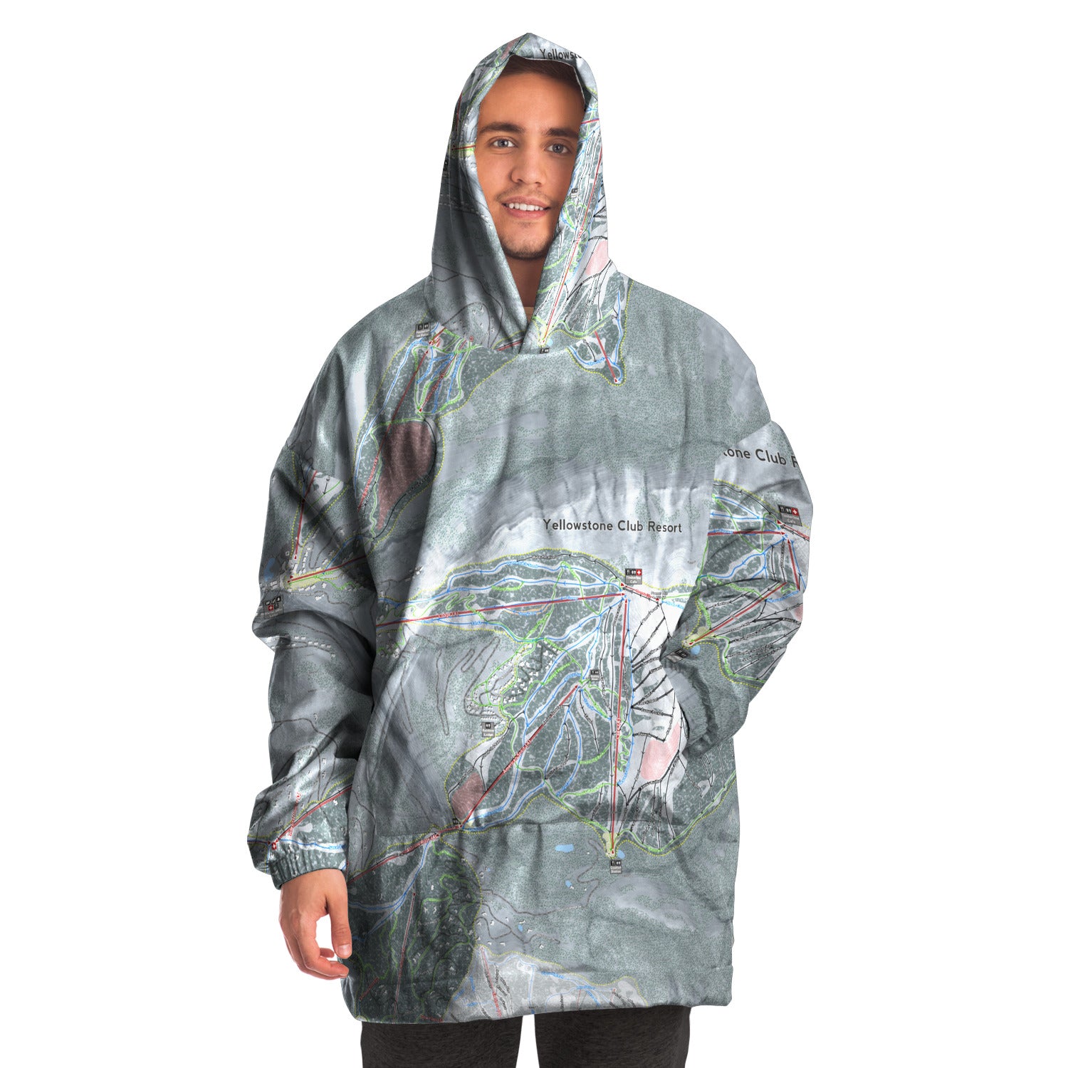 Yellowstone Club, Montana Ski Trail Map - Snug Hoodie