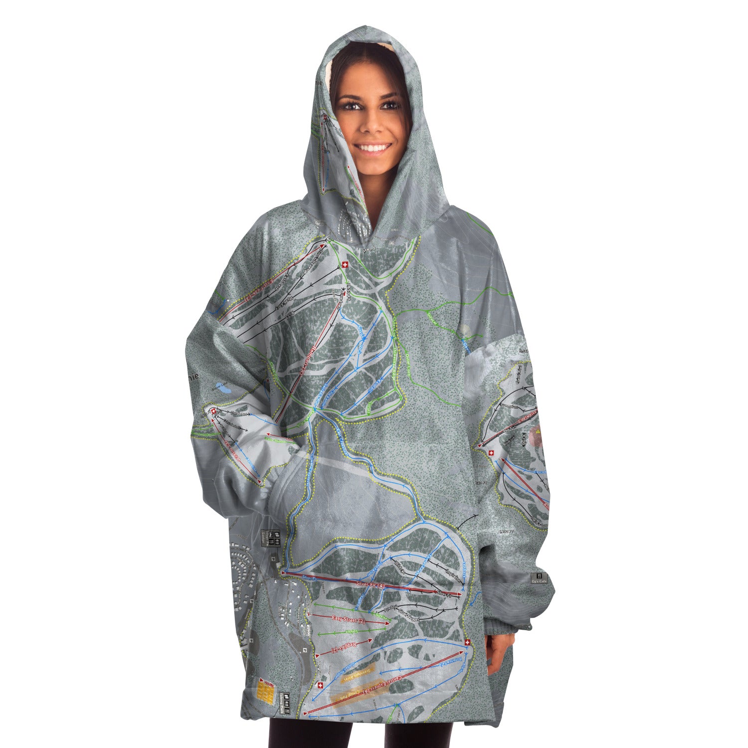 Summit At Snoqualmie, Washington Ski Trail Map - Snug Hoodie