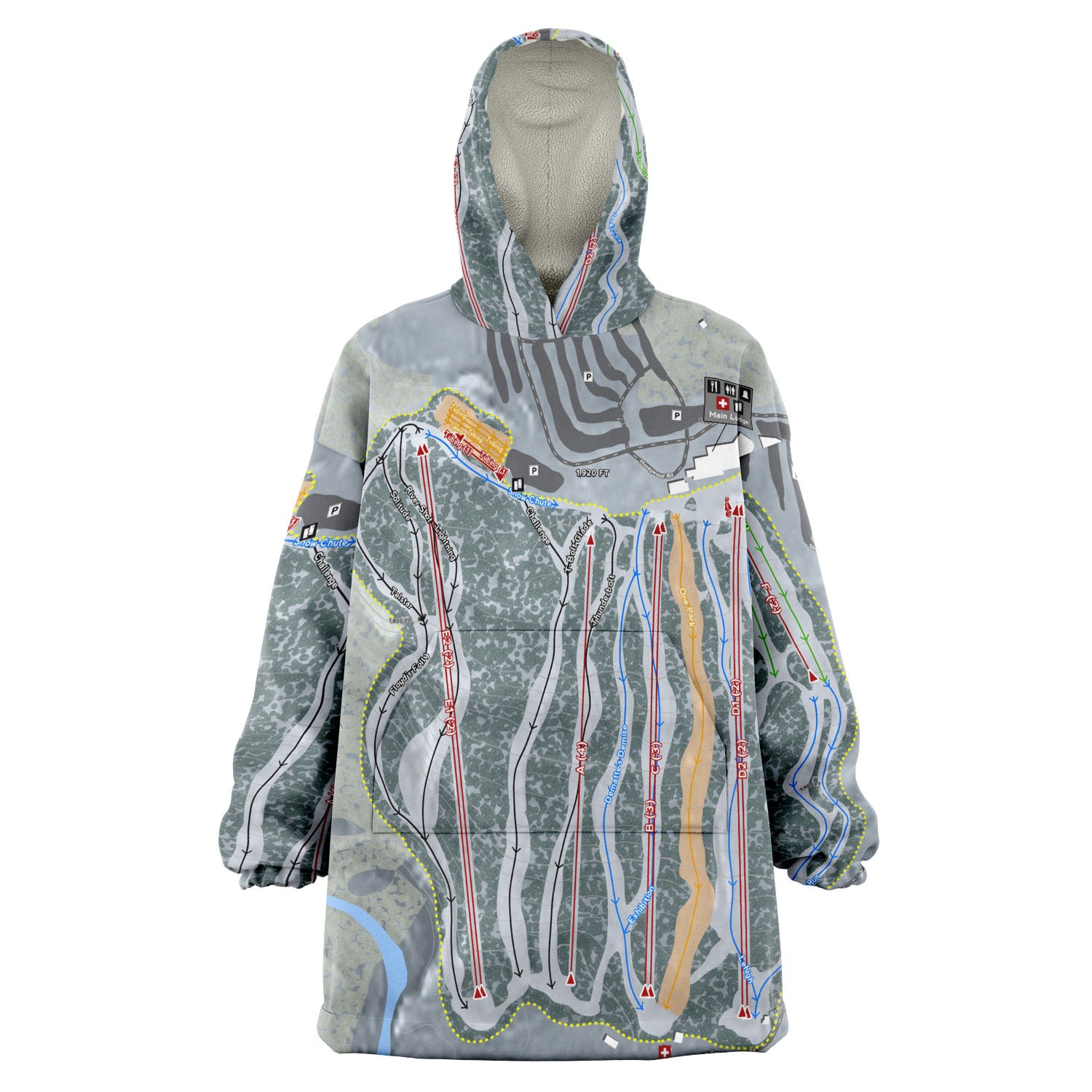 Jack Frost, Pennsylvania Ski Trail Map Snug Hoodie