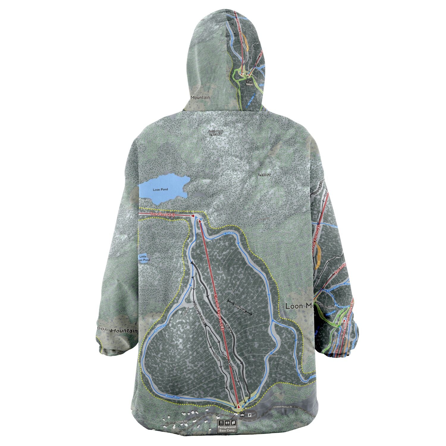 Loon Mountain, New Hampshire Ski Trail Map - Snug Hoodie