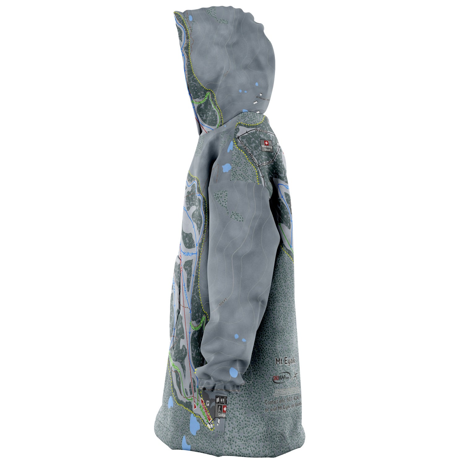 Mt Eyak, Alaska Ski Trail Map Snug Hoodie