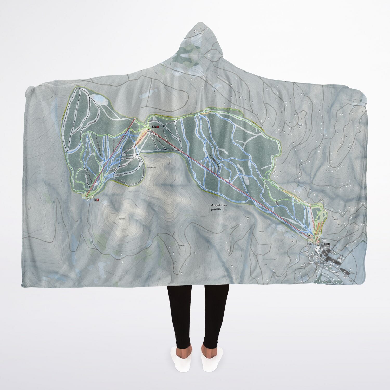 Angel Fire, New Mexico Ski Trail Map - Adult Hooded Blanket