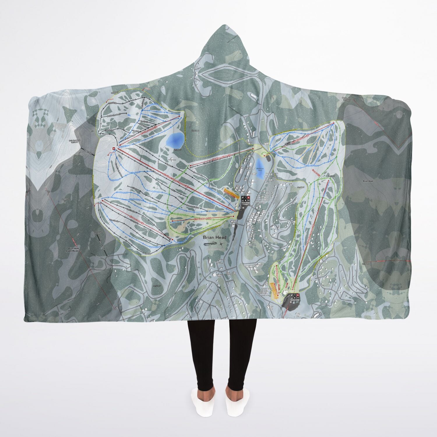 Brian Head, Utah Ski Trail Map - Adult Hooded Blanket