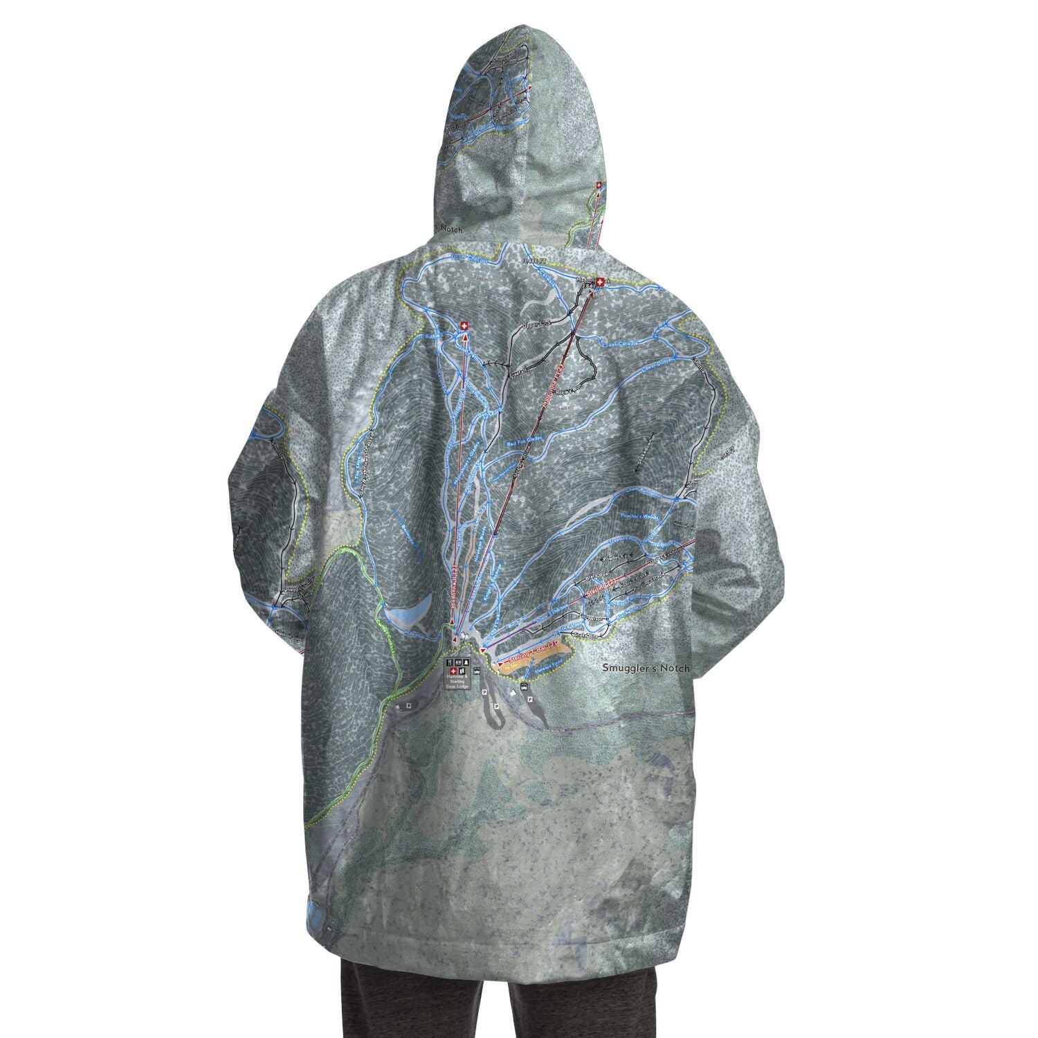 Smuggler's Notch, Vermont Ski Trail Map - Snug Hoodie