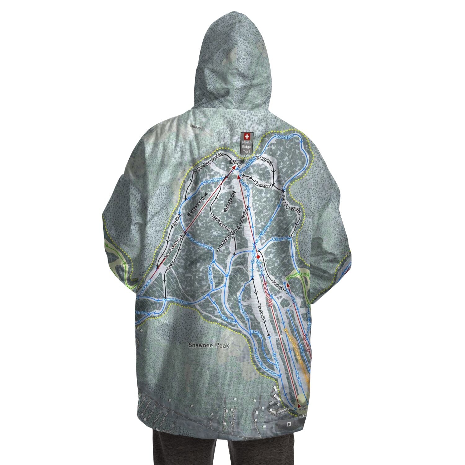 Shawnee Peak, Maine Ski Trail Map - Snug Hoodie