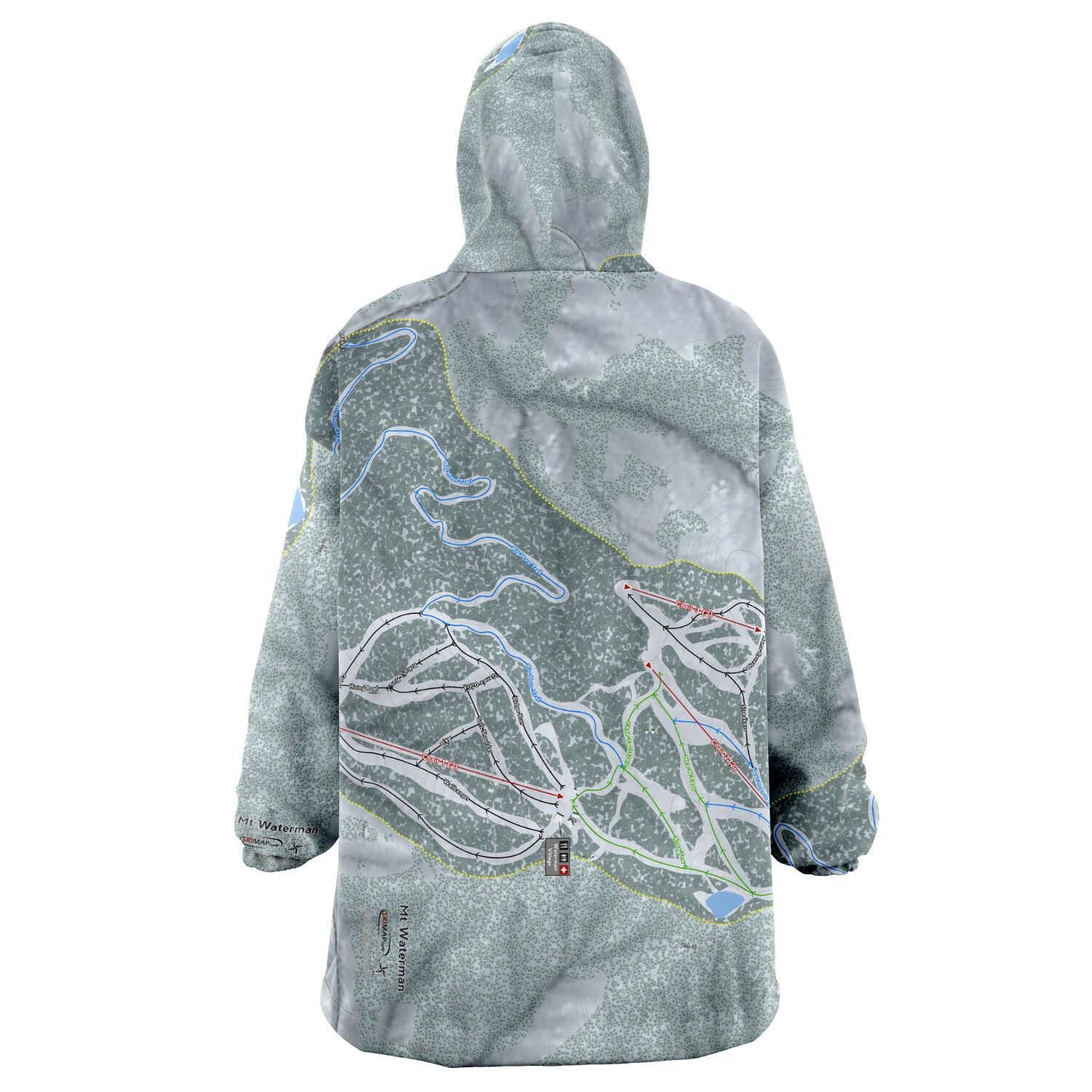 Mt Waterman, California Ski Trail Map - Snug Hoodie