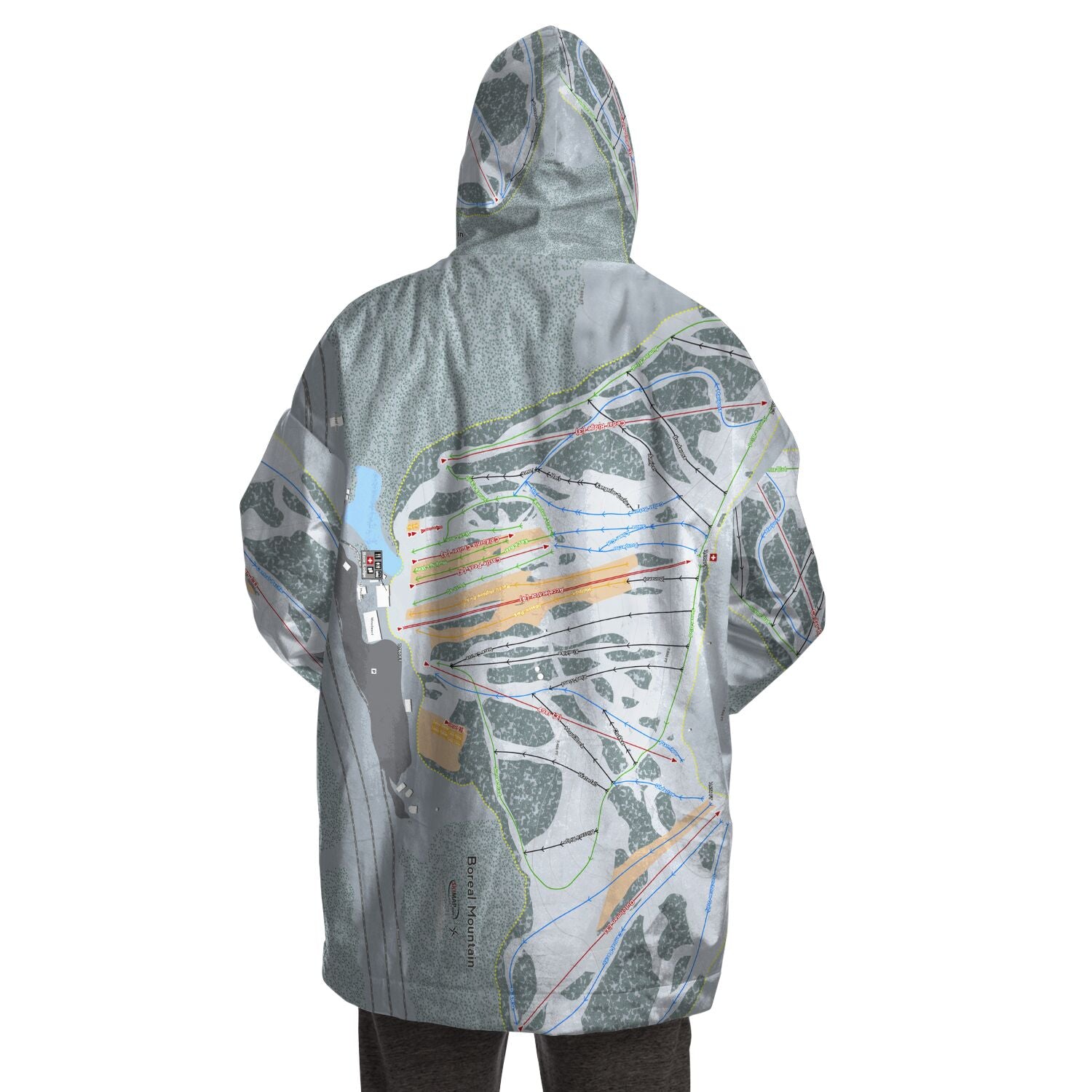 Boreal Mountain, California Ski Trail Map - Snug Hoodie