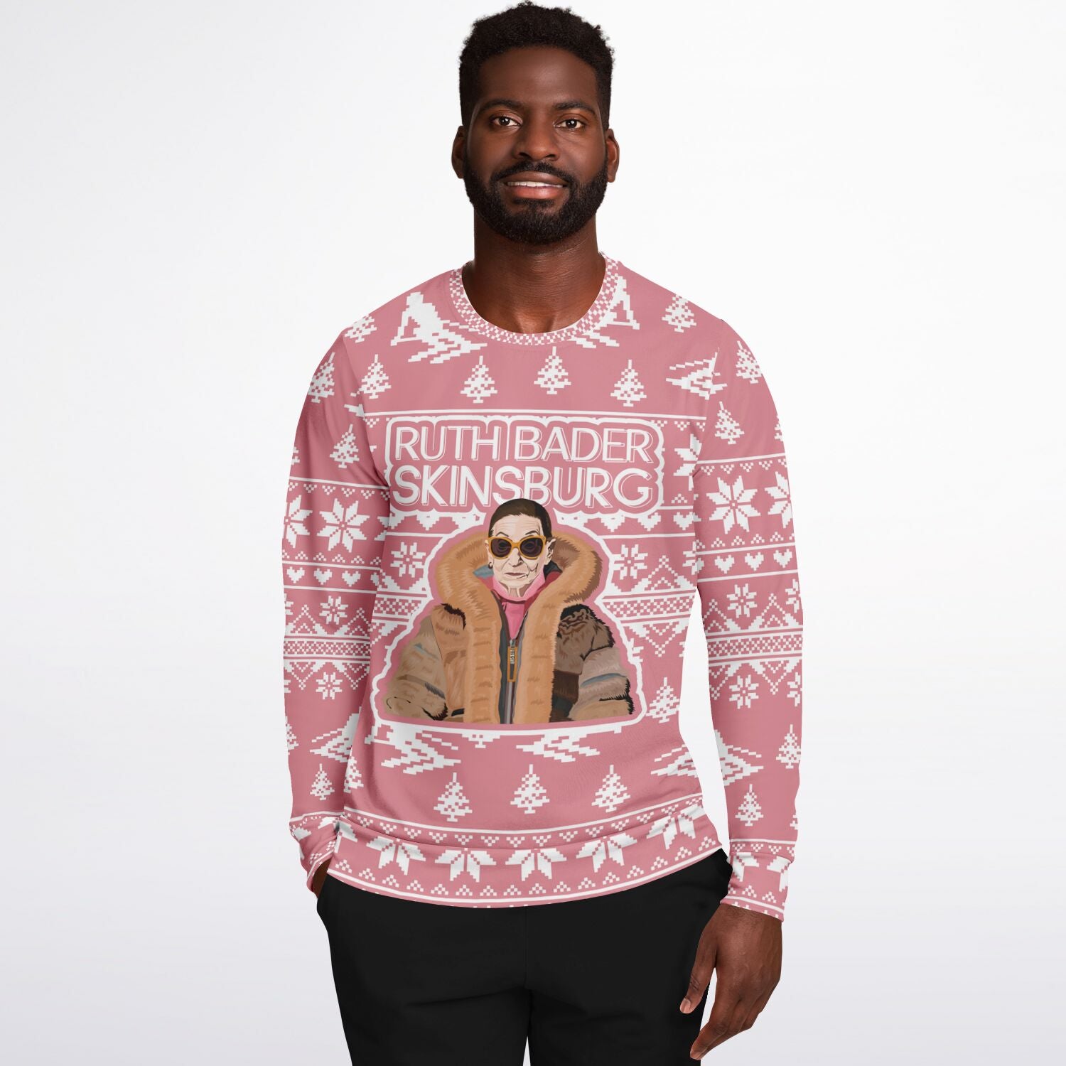 Ruth Bader Skinsburg Ugly Christmas Sweater for Skiers