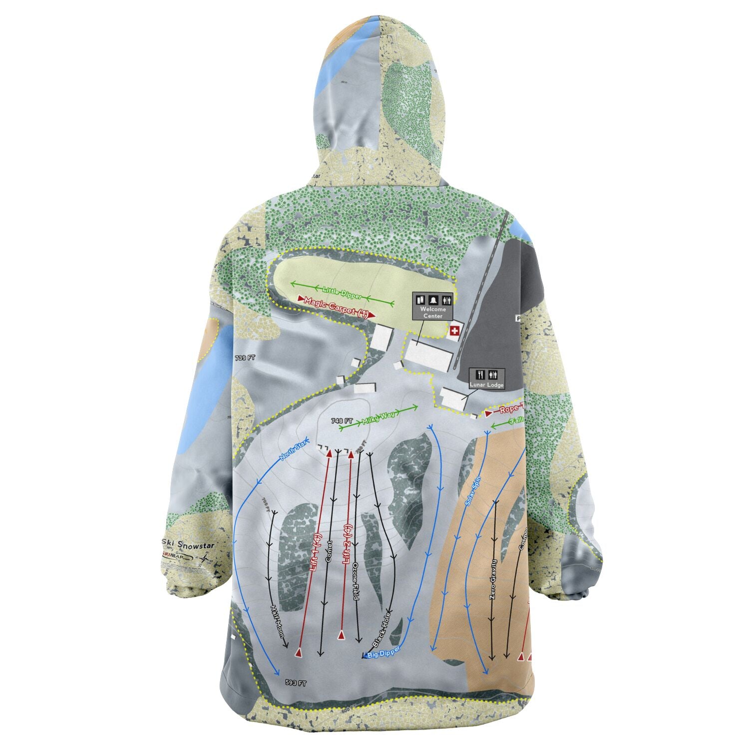 Ski Snowstar, Illinois Ski Trail Map - Snug Hoodie