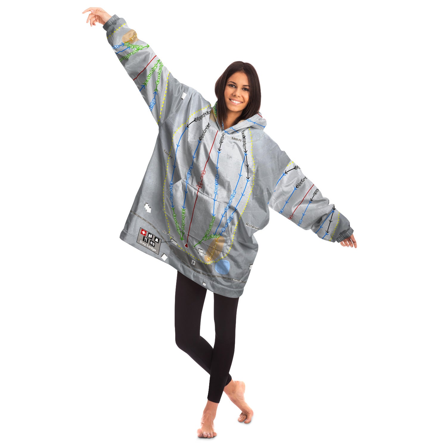 Rotarun, Idaho Ski Trail Map Snug Hoodie