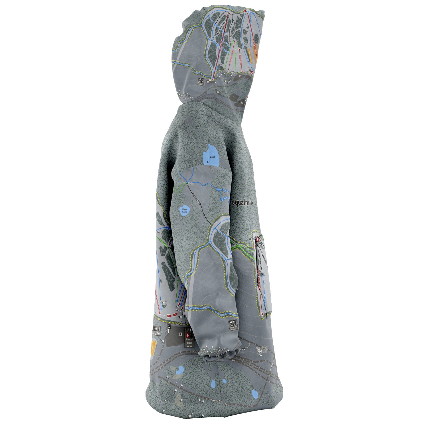 Summit At Snoqualmie Alpental, Washington Ski Trail Map Snug Hoodie