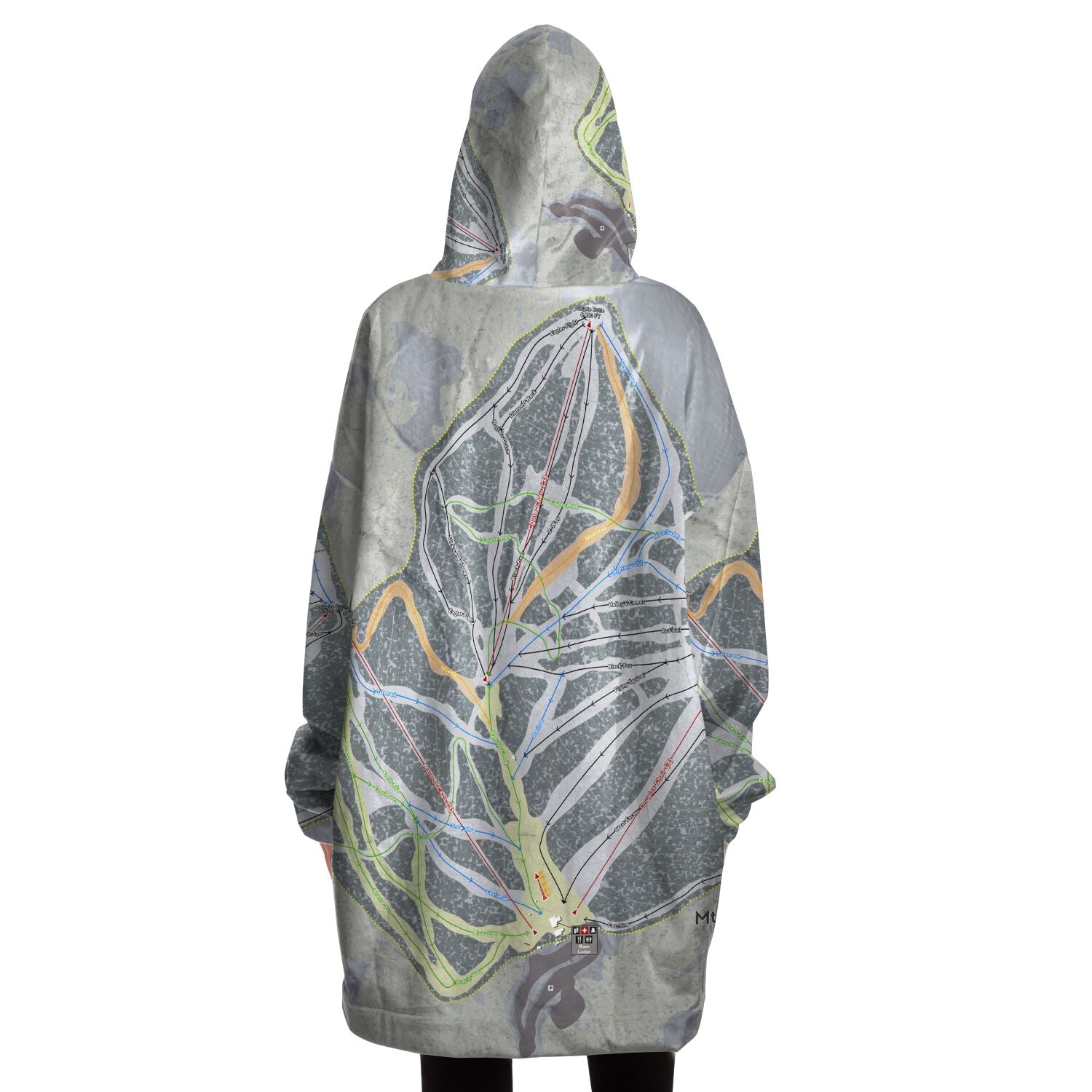 Mt. Shasta, California Ski Trail Map - Snug Hoodie