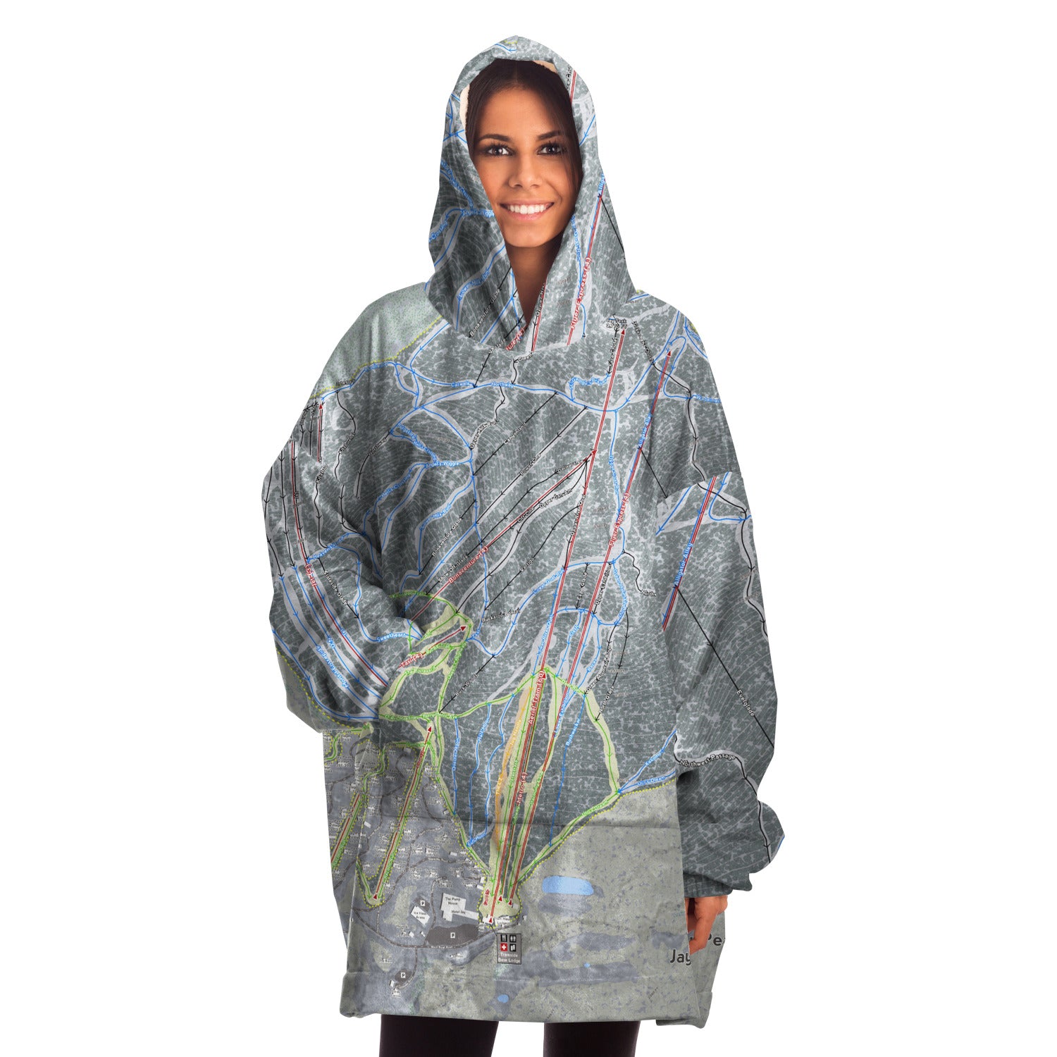 Jay Peak, Vermont Ski Trail Map - Snug Hoodie